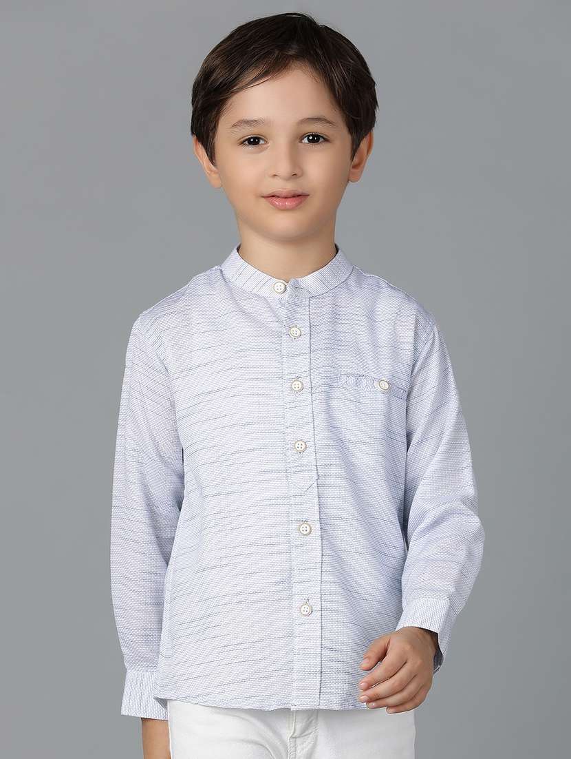 boys mandarin neck solid shirt
