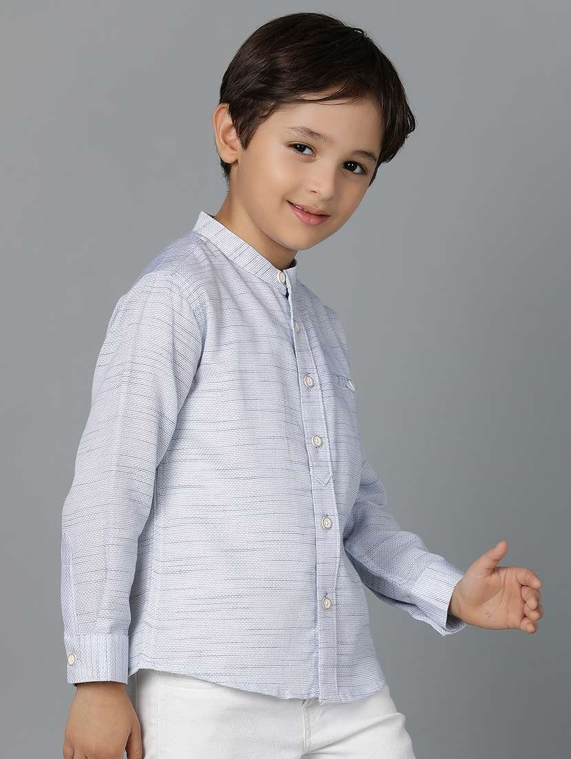 boys mandarin neck solid shirt - 21556997 -  Standard Image - 2