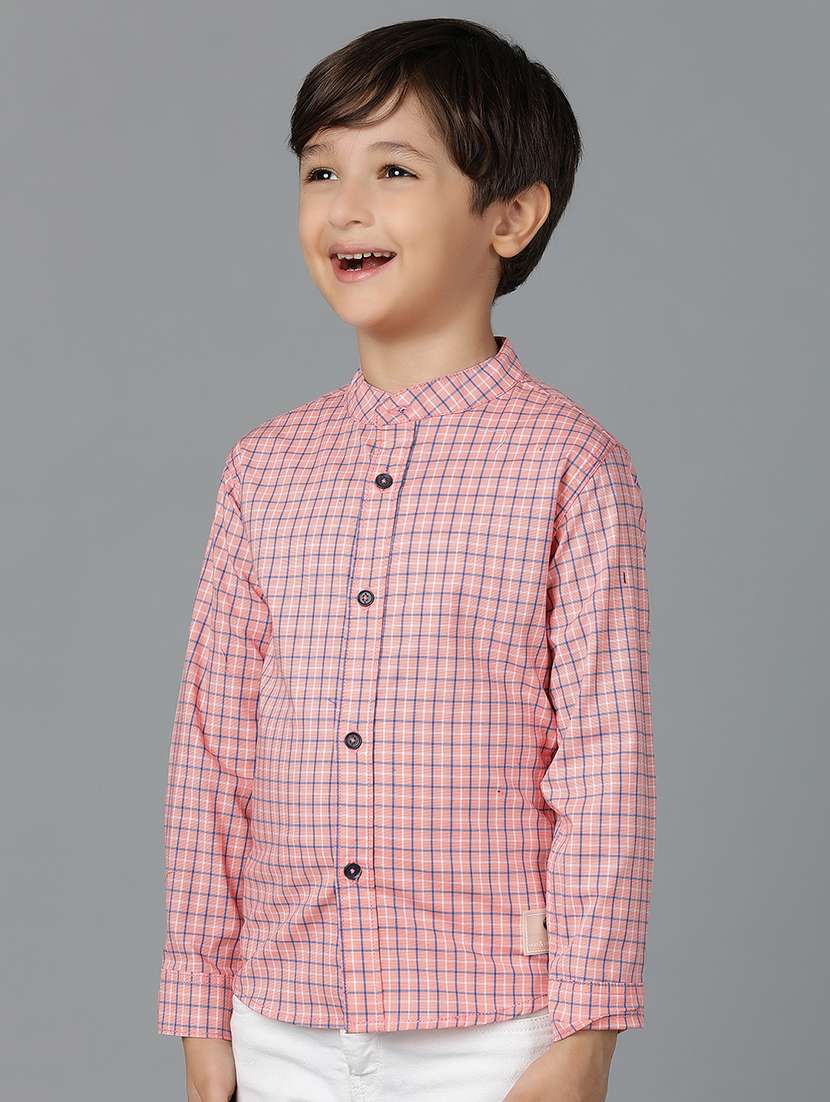 boys mandarin neck checkered shirt - 21556998 -  Standard Image - 2