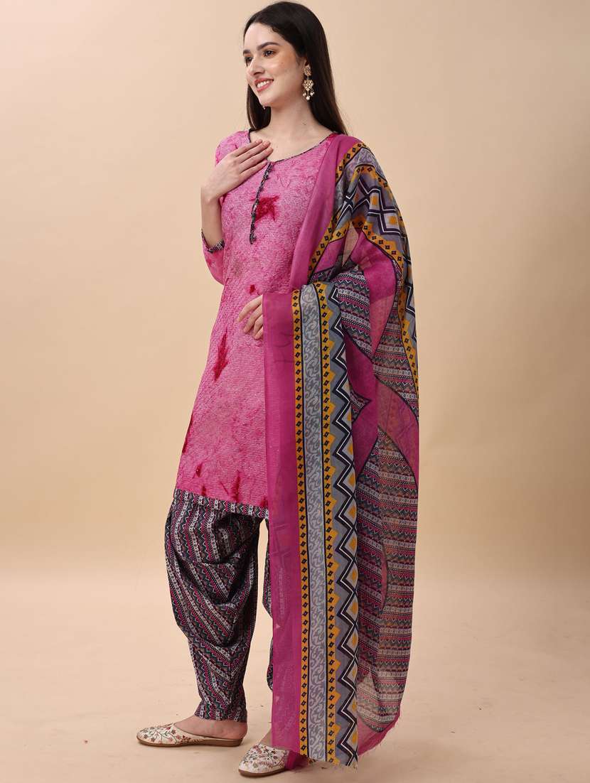 women pink printed unstitched suit - 21557080 -  Standard Image - 2