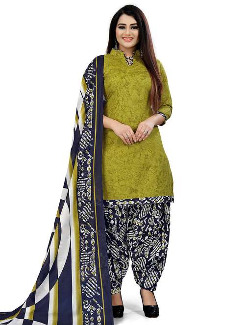 women green printed unstitched suit - 21557127 -  Standard Image - 0