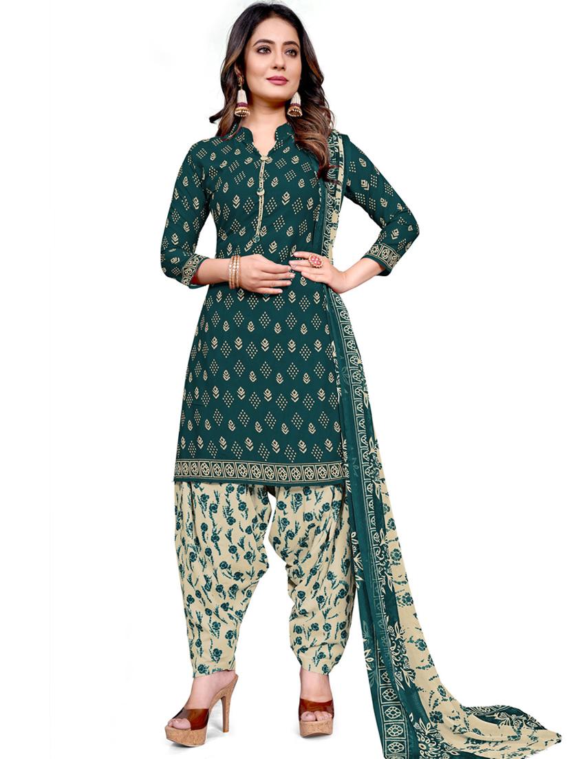 women green printed unstitched suit - 21557142 - Zoom Image - 0