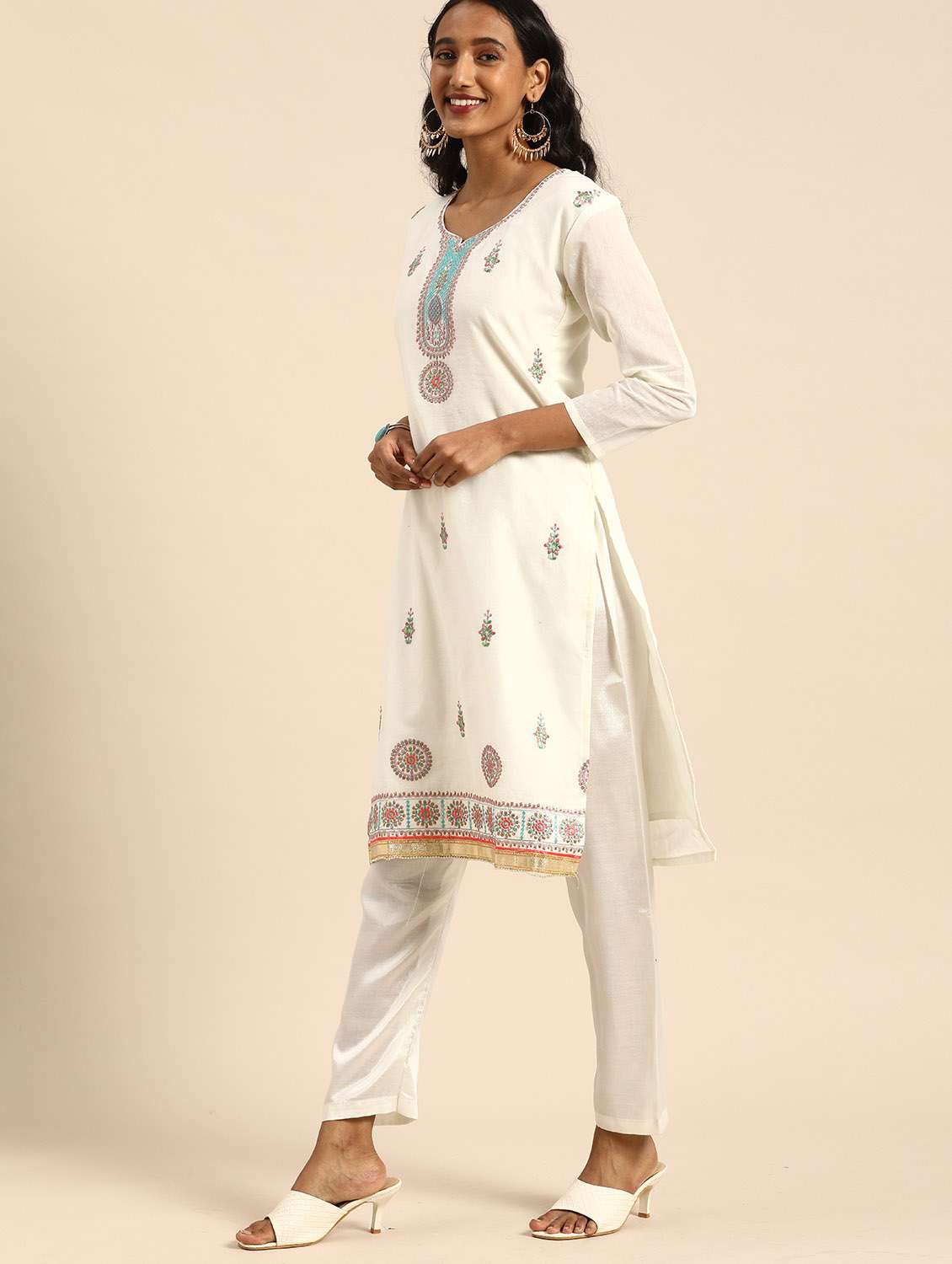 women solid with work unstitched suit - 21557218 -  Standard Image - 2
