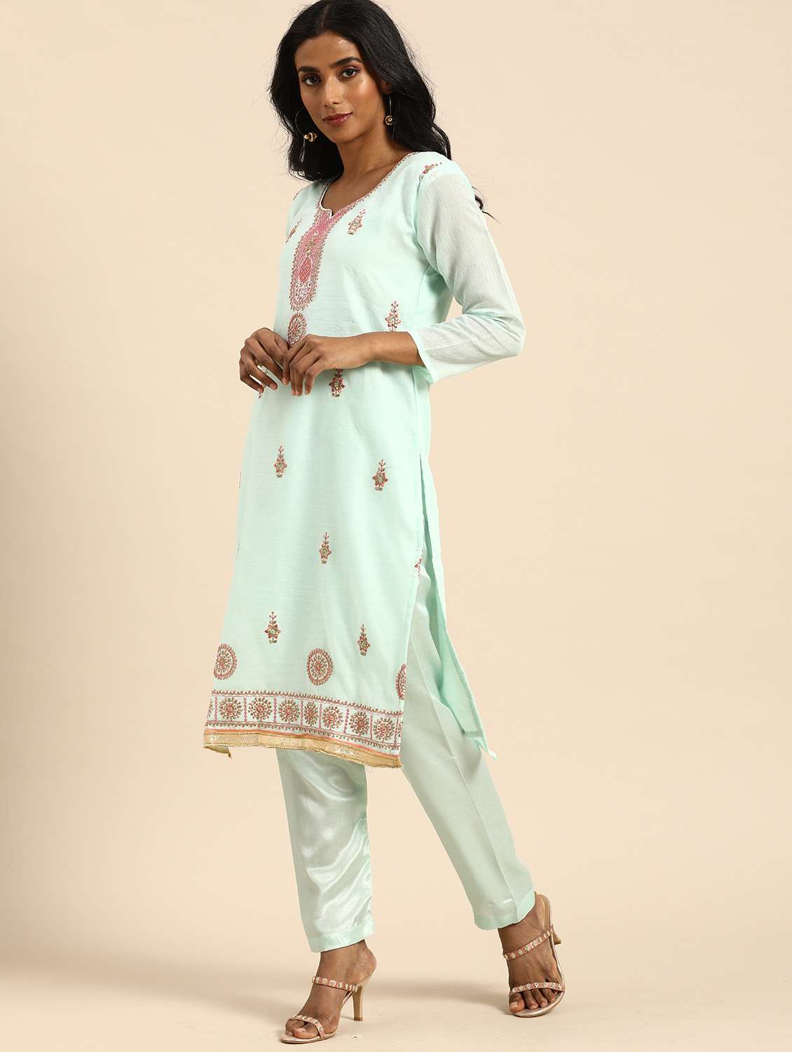 women solid with work unstitched suit - 21557219 -  Standard Image - 2