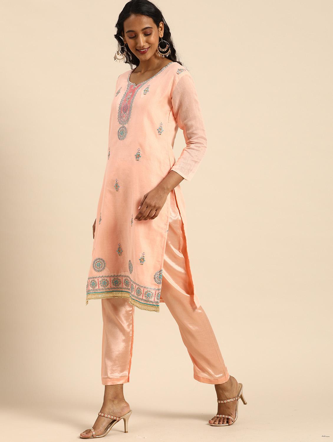 women solid with work unstitched suit - 21557221 - Standard Image - 2