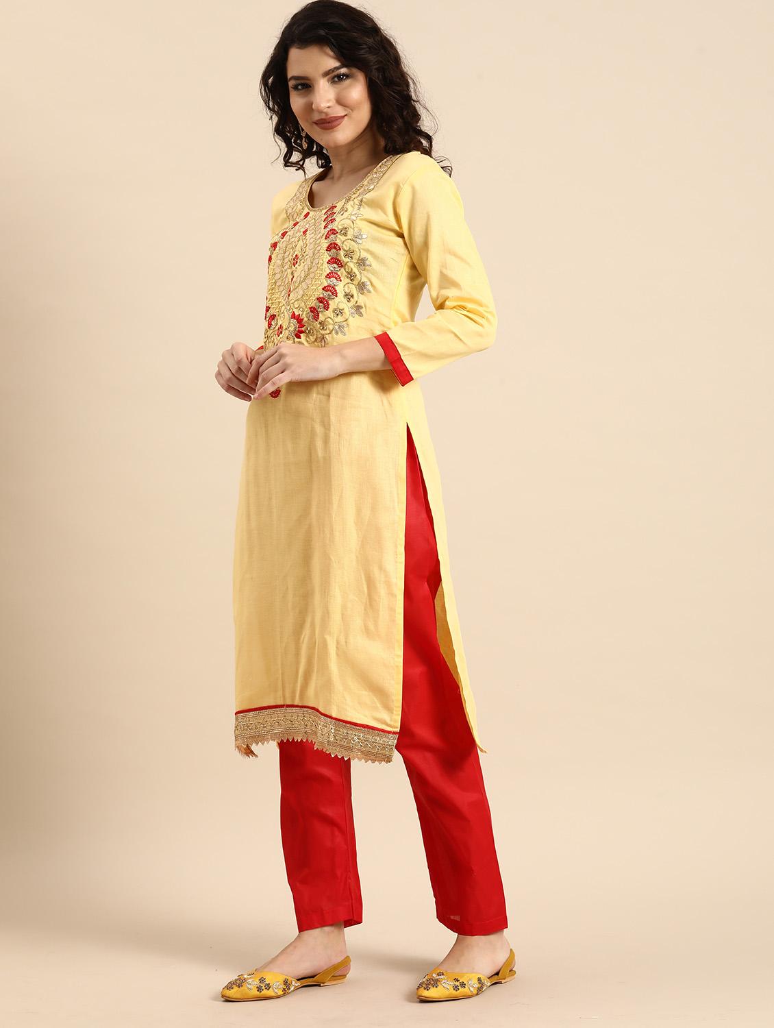 women solid with work unstitched suit - 21557223 - Standard Image - 2