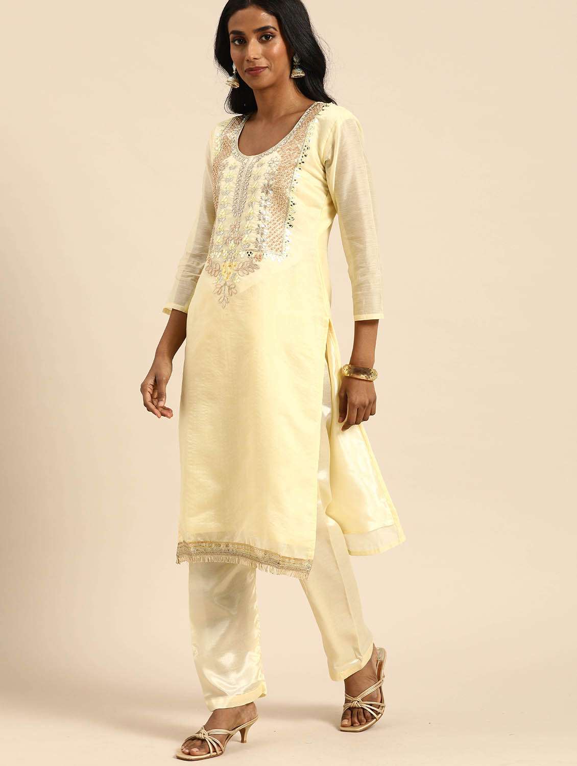 women solid with work unstitched suit - 21557224 -  Standard Image - 2