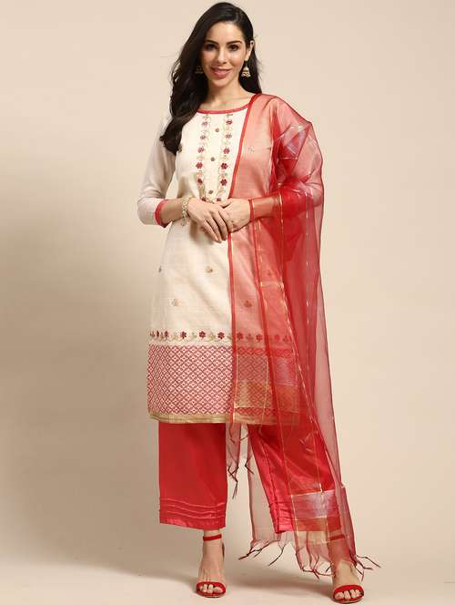 women solid with work unstitched suit - 21557228 - Standard Image - 0