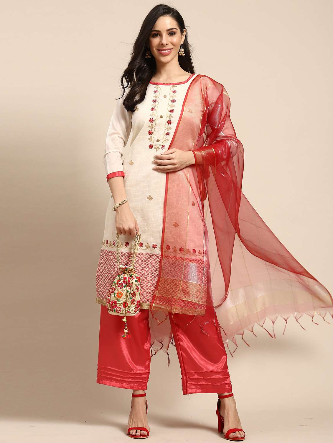 women solid with work unstitched suit - 21557228 - Standard Image - 2