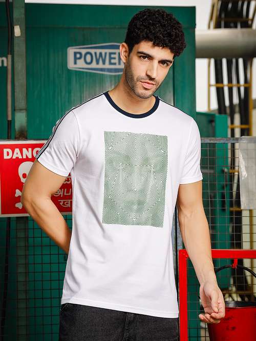 men front print round neck t-shirt - 21557430 - Standard Image - 0