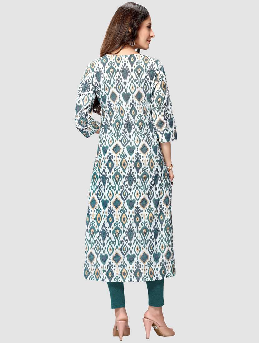 women three quarter sleeve straight kurta - 21557613 -  Standard Image - 2