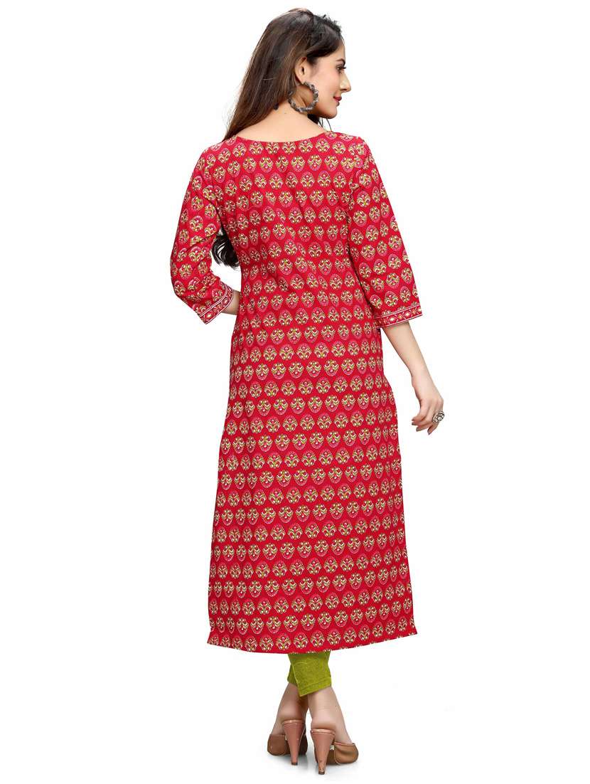 women three quarter sleeve straight kurta - 21557615 -  Standard Image - 2