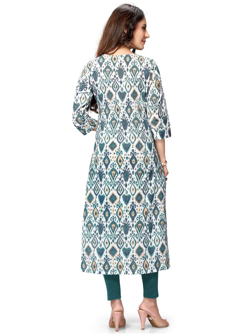 women three quarter sleeve straight kurta - 21557616 -  Standard Image - 2