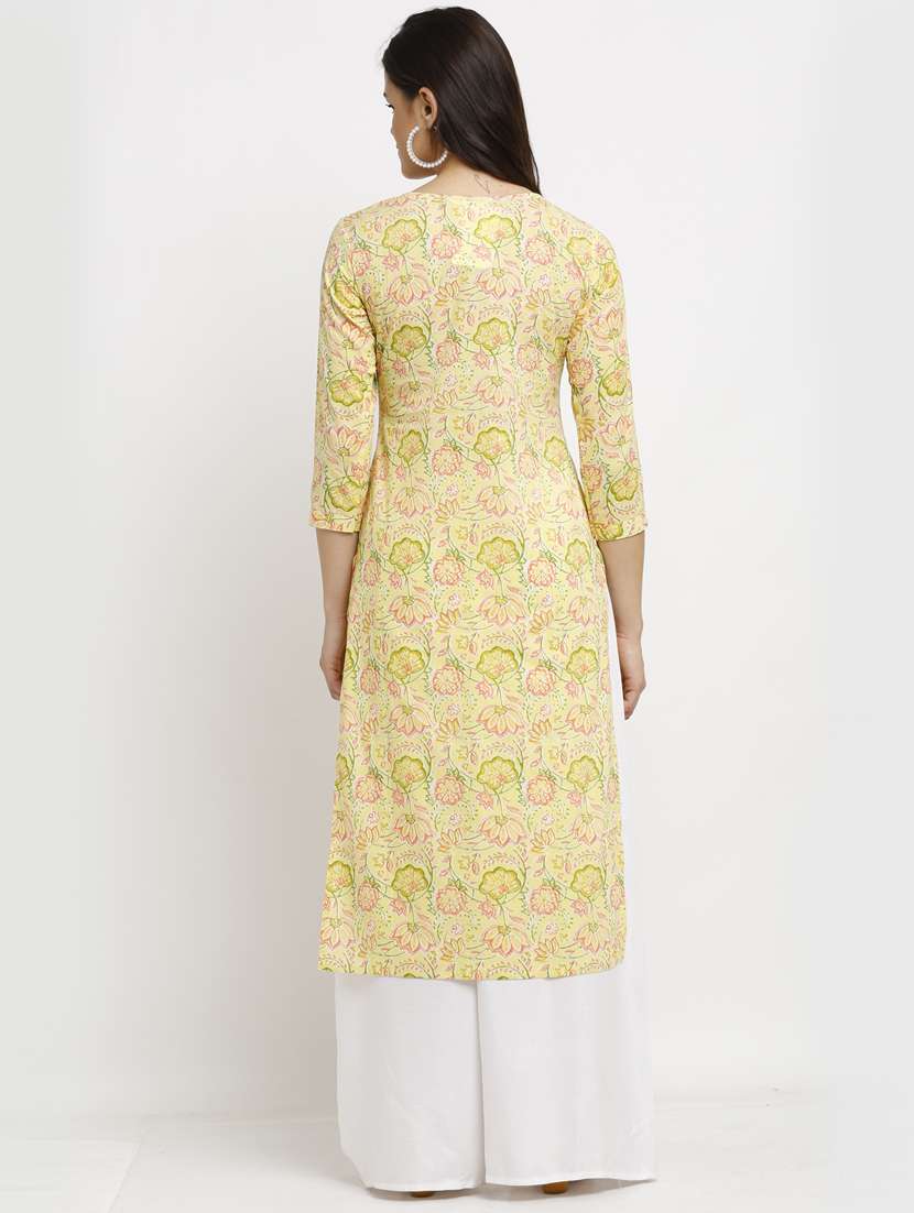 women three quarter sleeve straight kurta - 21557619 - Standard Image - 2