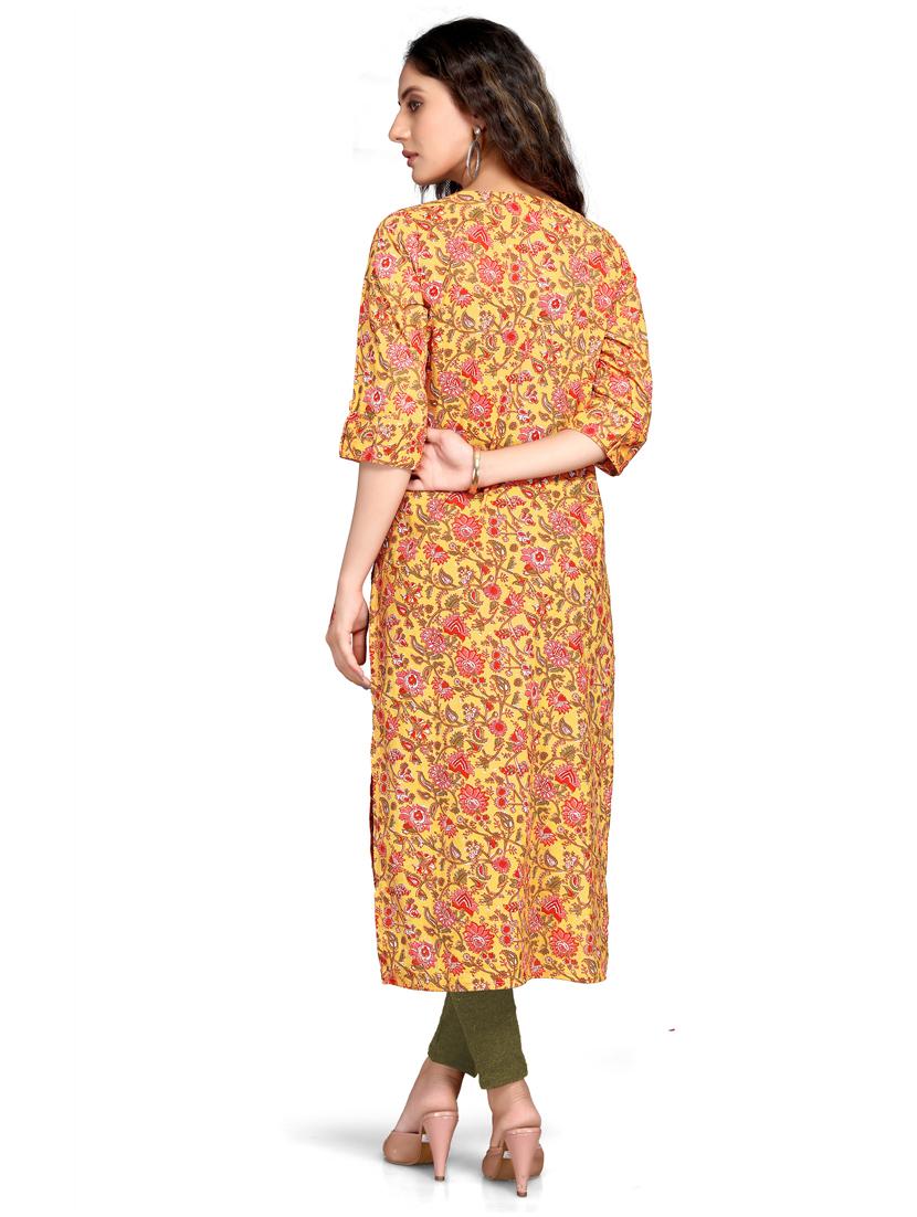 women three quarter sleeve straight kurta - 21557623 - Standard Image - 2