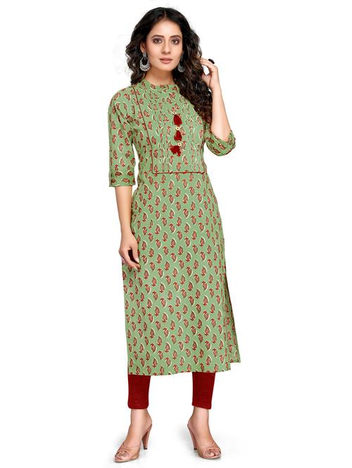 women three quarter sleeve straight kurta - 21557624 - Standard Image - 0