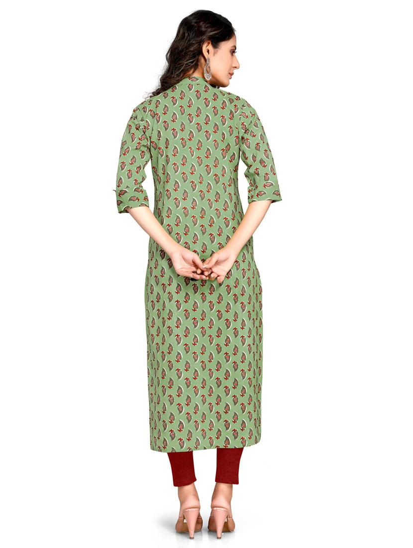 women three quarter sleeve straight kurta - 21557624 - Standard Image - 2