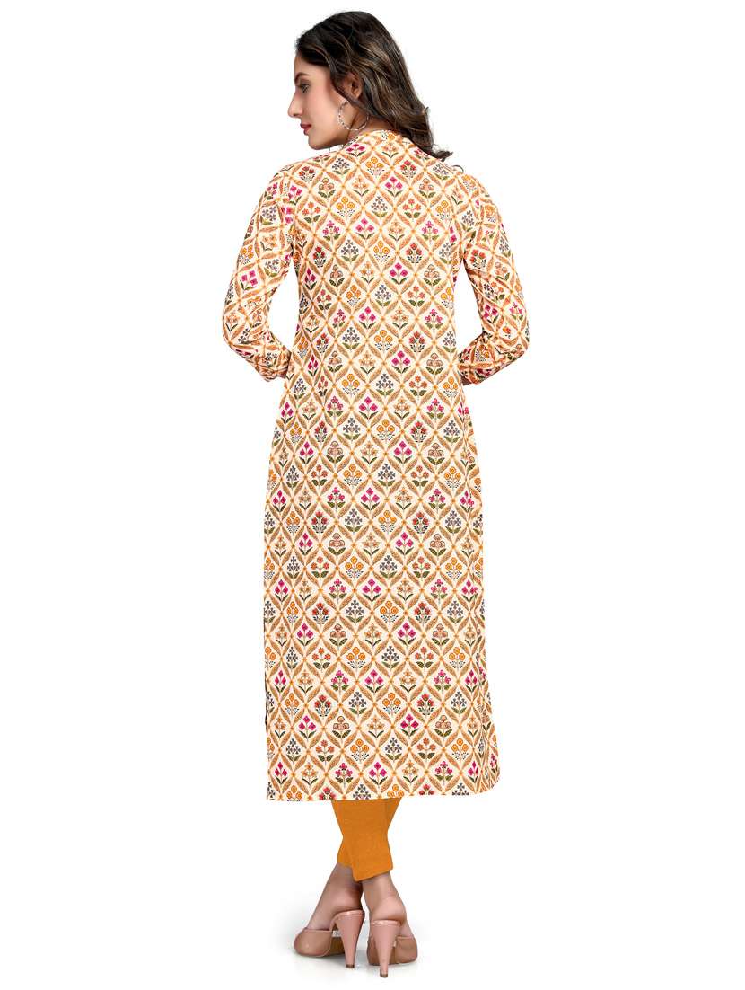 women three quarter sleeve straight kurta - 21557627 -  Standard Image - 2