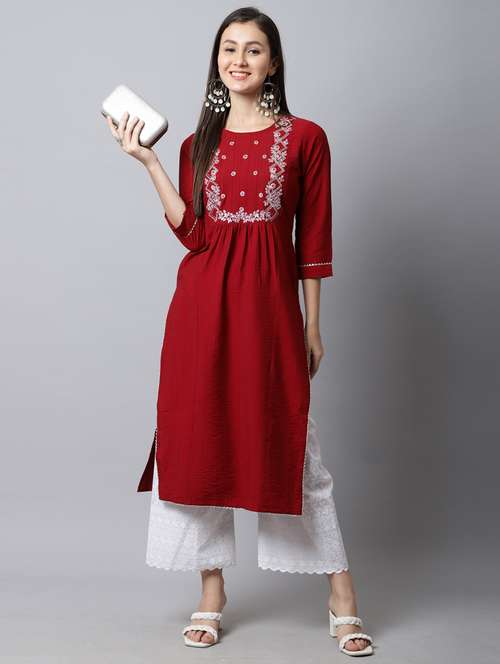 women three quarter sleeve a-line kurta - 21557643 -  Standard Image - 0