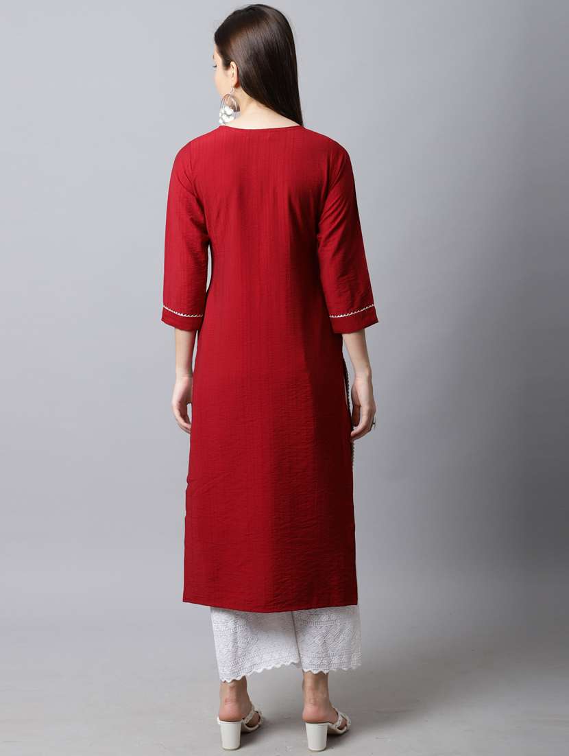women three quarter sleeve a-line kurta - 21557643 -  Standard Image - 2