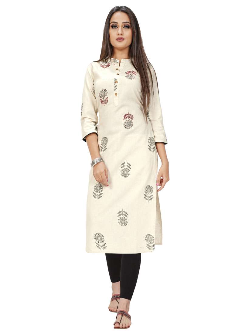 women three quarter sleeve straight kurta