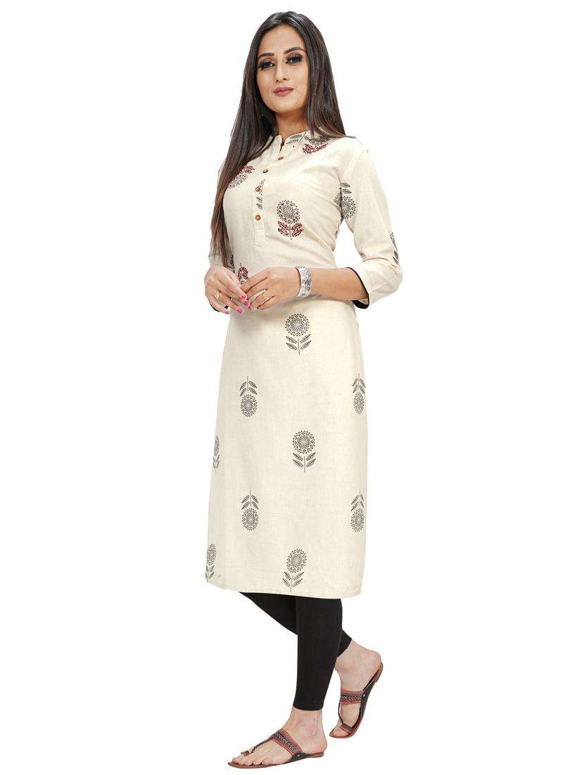 women three quarter sleeve straight kurta - 21557650 -  Standard Image - 2