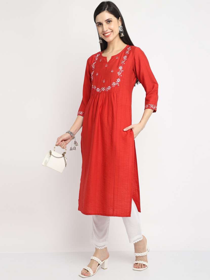 women three quarter sleeve a-line kurta - 21557652 - Zoom Image - 0
