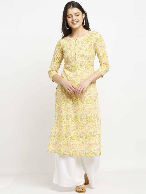 women three quarter sleeve straight kurta - 21557663 - Standard Image - 0