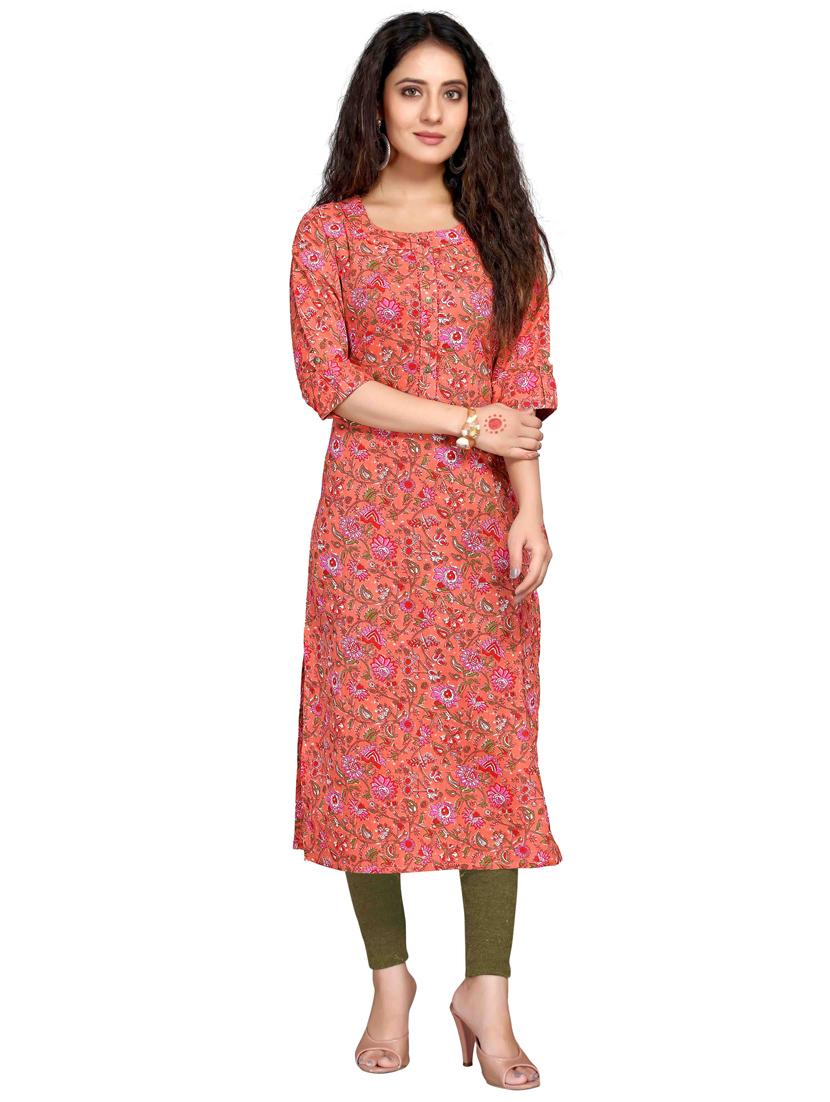 women three quarter sleeve straight kurta - 21557682 - Zoom Image - 0
