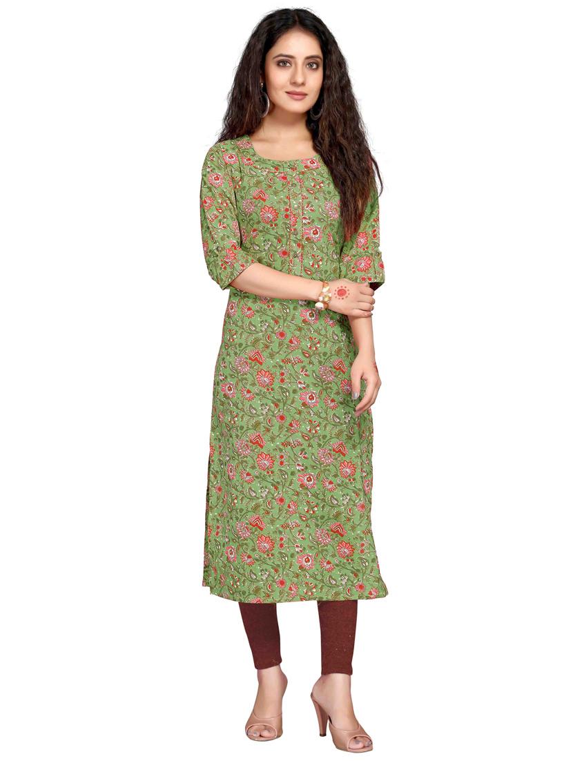 women three quarter sleeve straight kurta - 21557684 - Zoom Image - 0