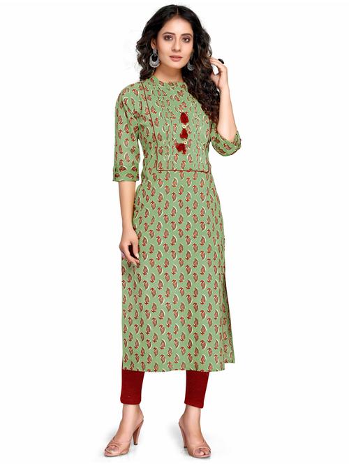 women three quarter sleeve straight kurta - 21557686 -  Standard Image - 0
