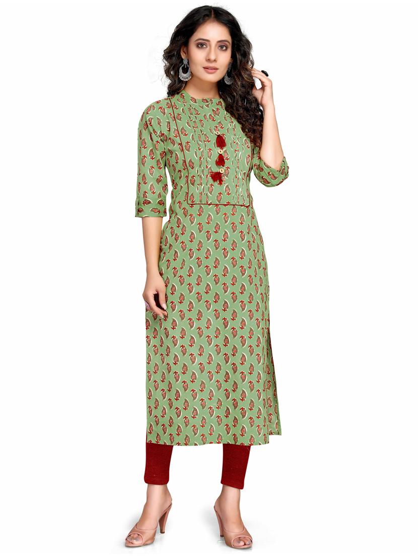 women three quarter sleeve straight kurta - 21557686 -  Zoom Image - 0