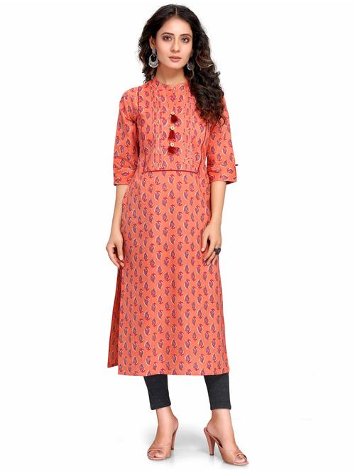 women three quarter sleeve straight kurta - 21557687 - Standard Image - 0