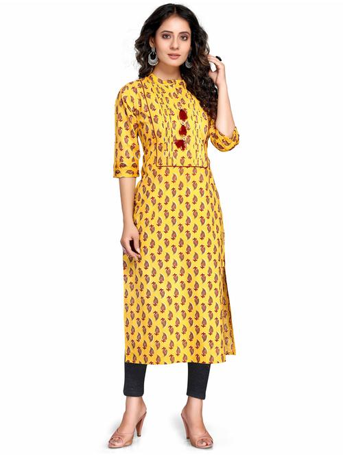 women three quarter sleeve straight kurta - 21557689 - Standard Image - 0