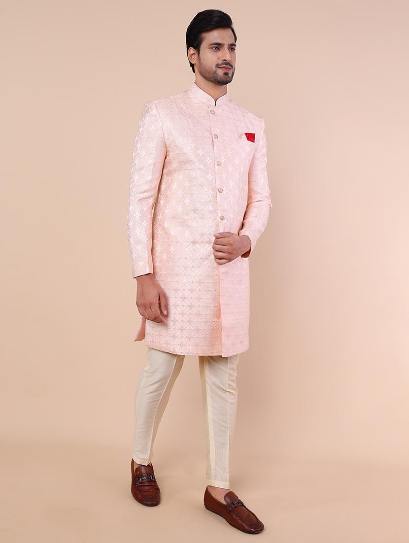 men self design long sleeves sherwani set - 21558041 - Standard Image - 2
