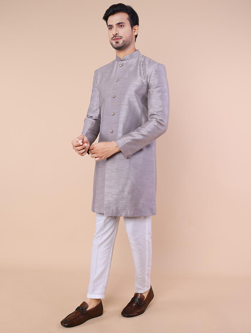 men self design long sleeves sherwani set - 21558050 - Standard Image - 2