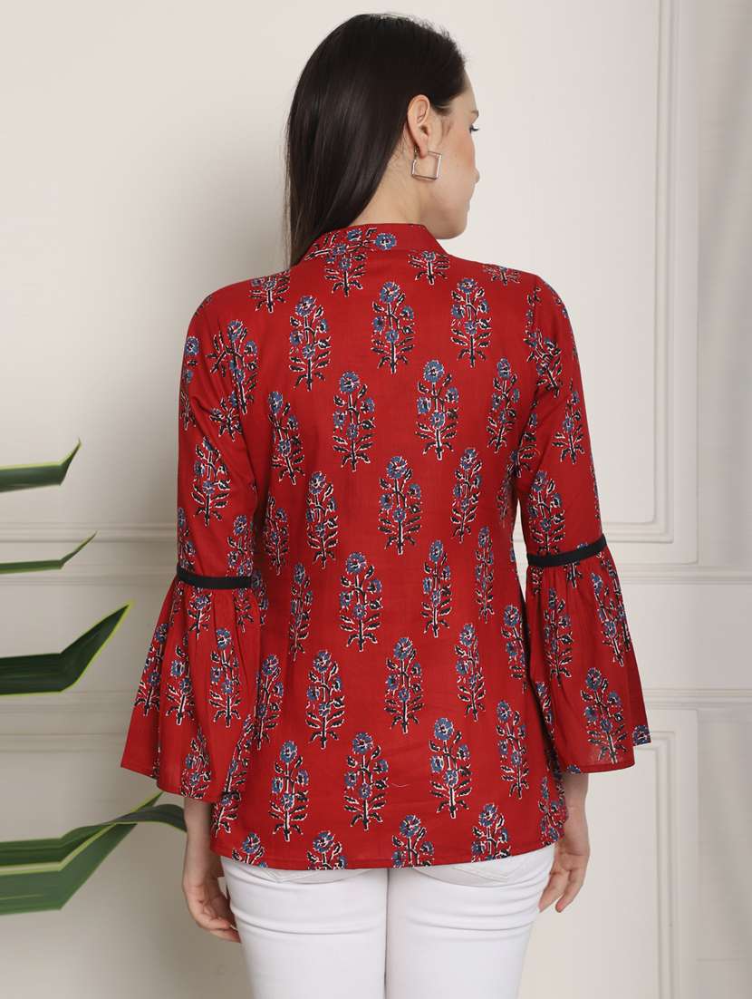 women floral bell sleeve top - 21558058 -  Standard Image - 2