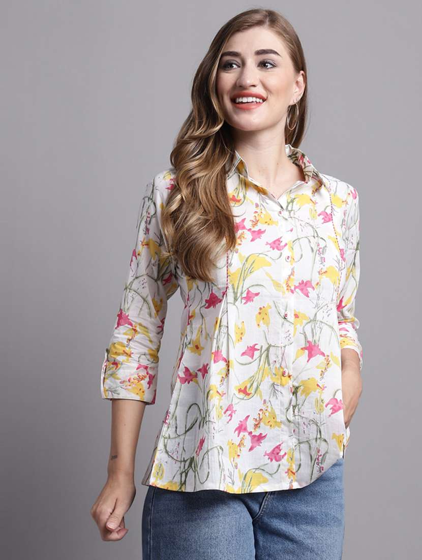 women floral three quarter sleeve regular shirt - 21558084 -  Zoom Image - 0