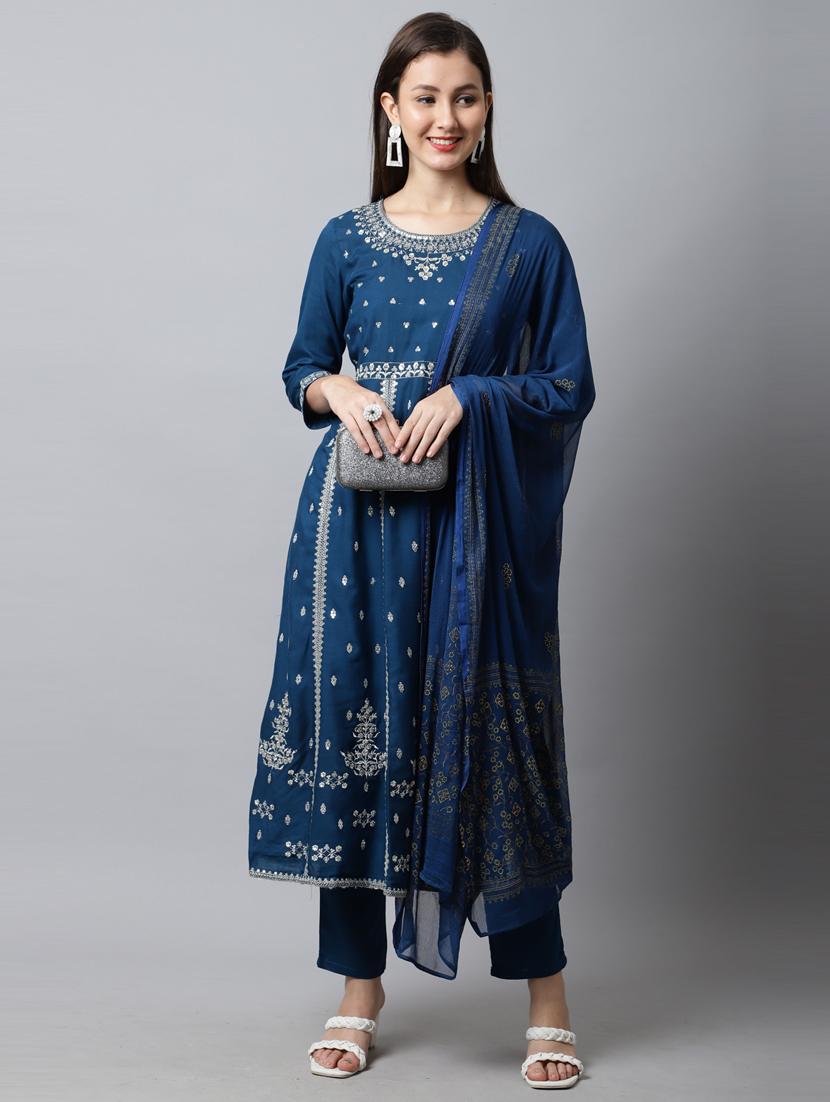 women sequin work kurta pant set with dupatta