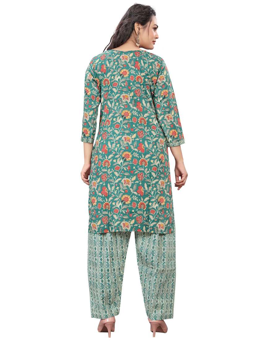 women three quarter sleeve kurta salwar with dupatta set - 21558187 -  Standard Image - 2