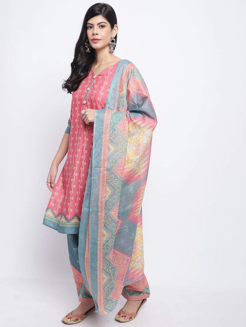 women three quarter sleeve kurta salwar with dupatta set - 21558218 - Standard Image - 2
