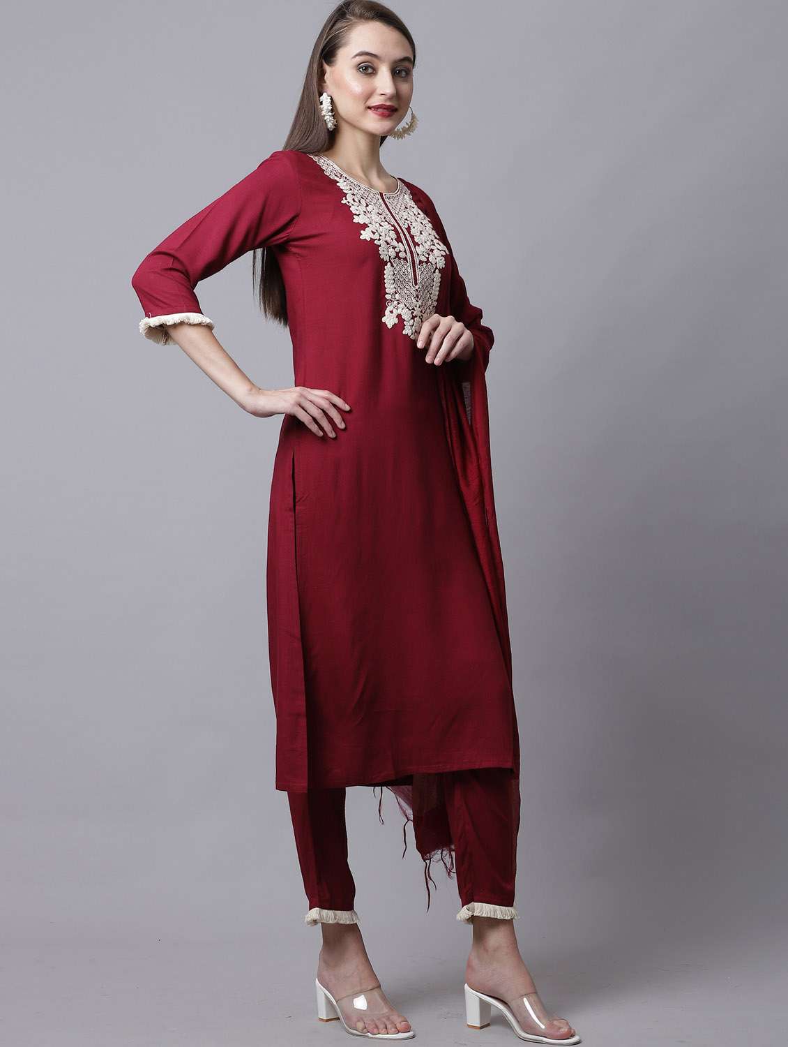 women embroidered kurta pant set with dupatta - 21558267 -  Standard Image - 2