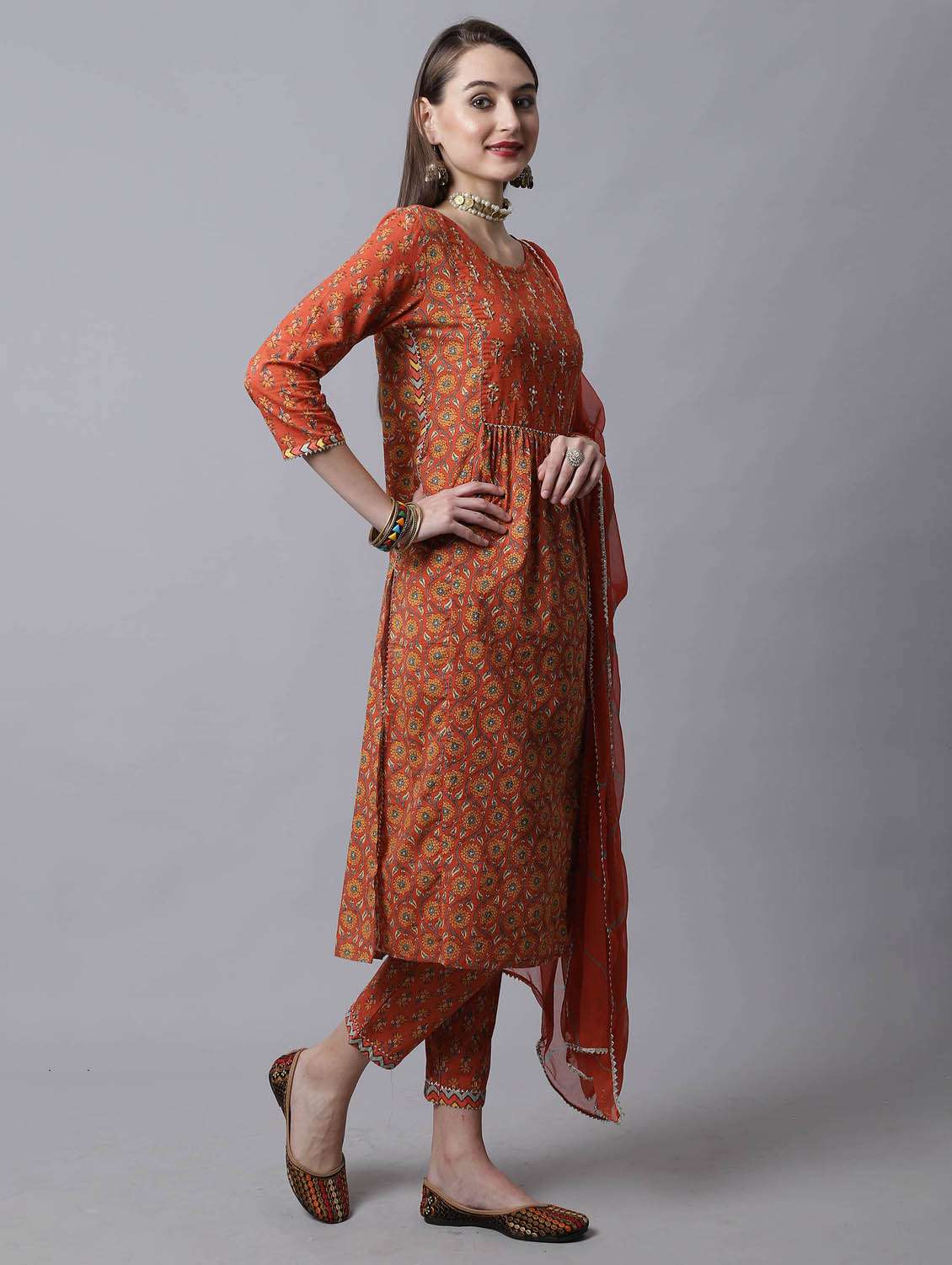 women floral kurta pant with dupatta set - 21558269 -  Standard Image - 2