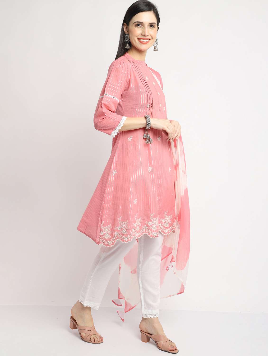 women embroidered kurta pant set with dupatta - 21558297 -  Standard Image - 2