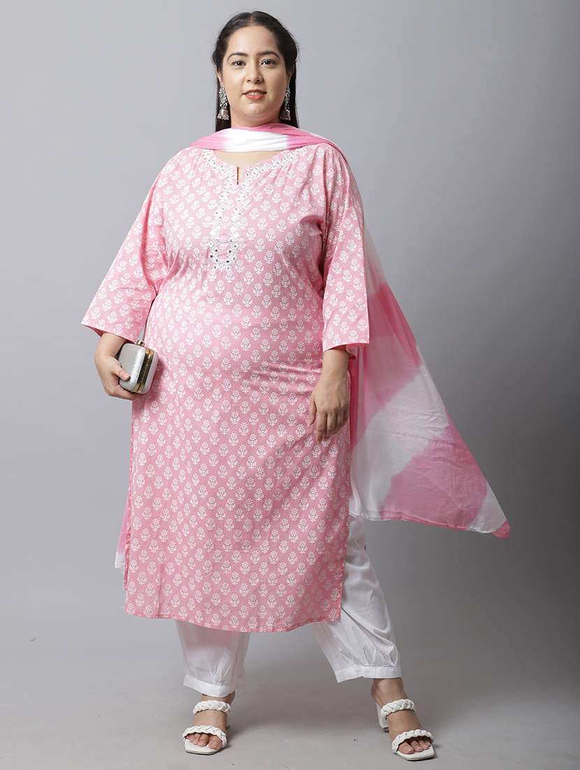 women floral pluz size kurta salwar set with dupatta