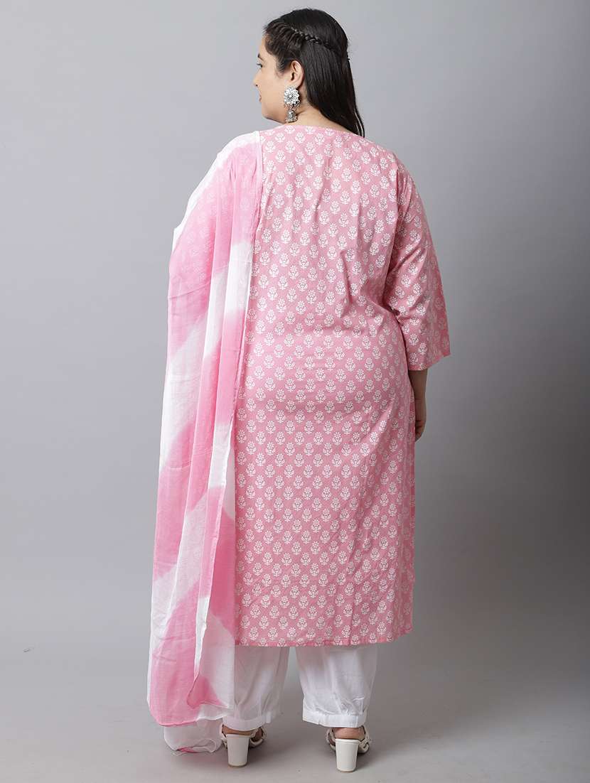 women floral pluz size kurta salwar set with dupatta - 21558337 - Standard Image - 2