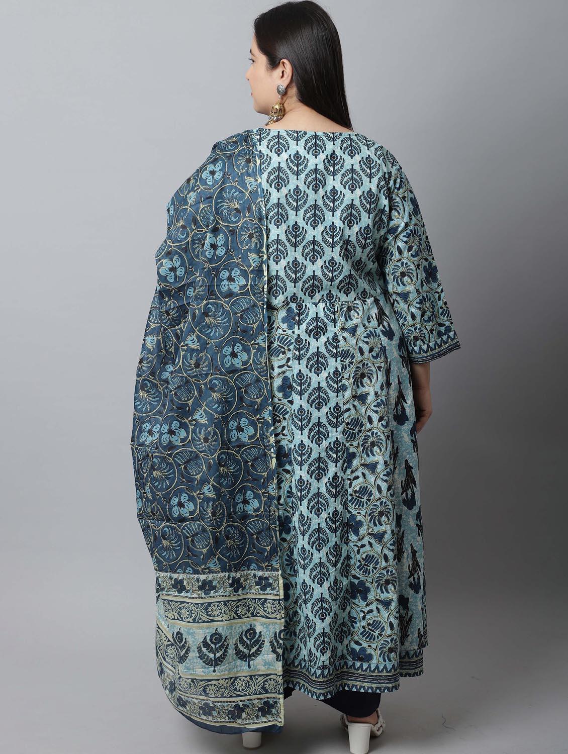 women plus size printed kurta pant set with dupatta - 21558363 - Standard Image - 2