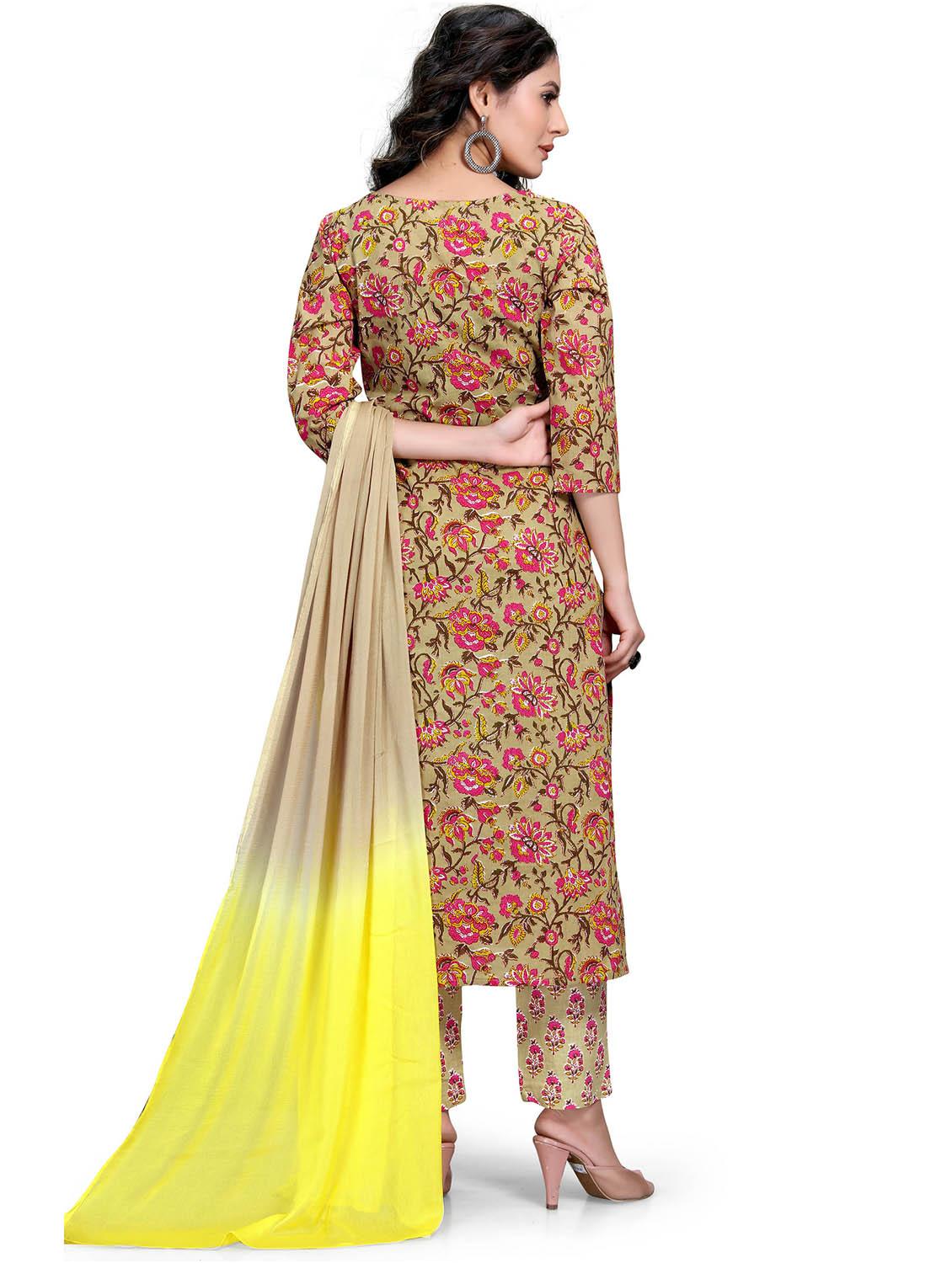 women floral kurta pant set with dupatta - 21558380 - Standard Image - 2