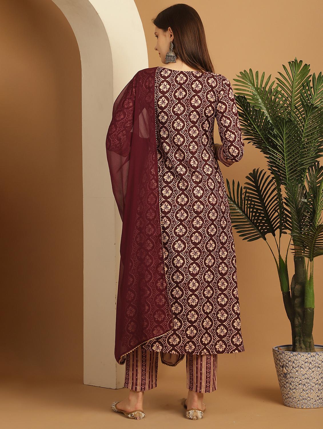 women floral kurta pant set with dupatta - 21558493 - Standard Image - 2