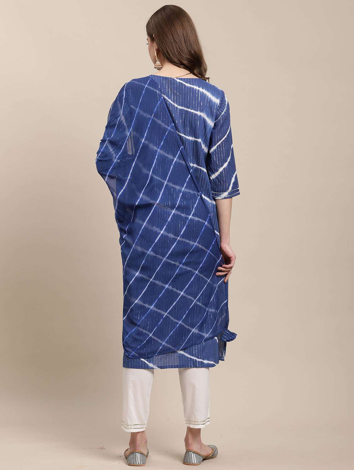 women blue tie & dye kurta pant set with dupatta - 21558577 -  Standard Image - 2